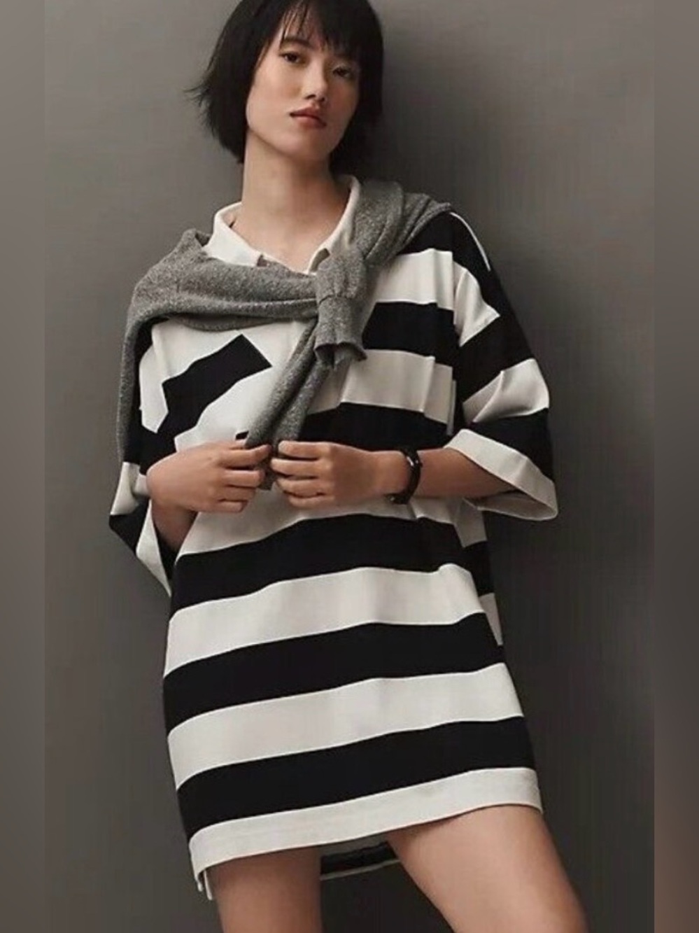 🌺Daily practice RUGBY oversized mini dress/ tunic bold stripes size XS🌺
